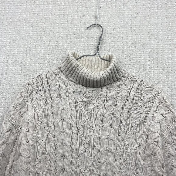 VTG 90's Cotton Road Cable Knit Turle Neck Sweater Wom Sz L Scandinavian Sailor - Picture 2 of 12